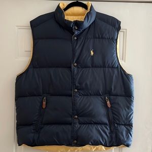Ralph Lauren puffer polo vest reversible blue and yellow new without tags.